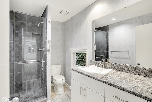 944 Briar Patch Ln, Greenwood, IN 46142 - bathroom featuring vanity, a stall shower, and tile patterned floors