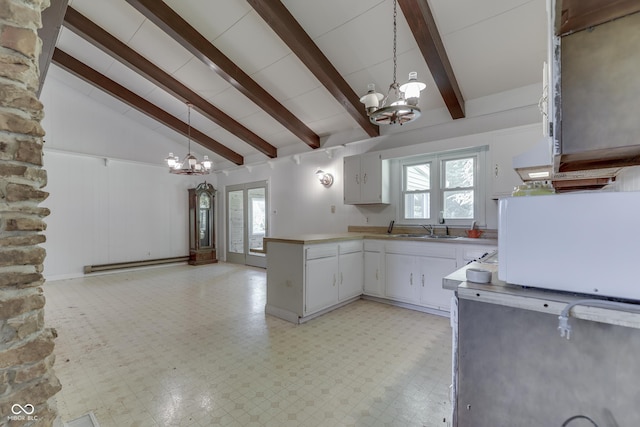 6637 E County Road 600 S, Plainfield, IN 46168 - kitchen featuring a chandelier, a baseboard radiator, and healthy amount of natural light