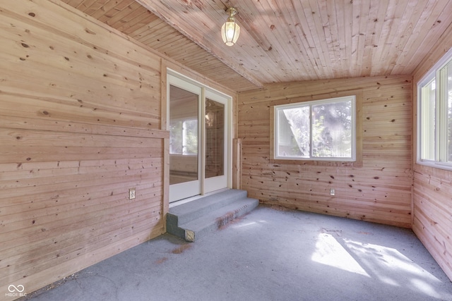 6637 E County Road 600 S, Plainfield, IN 46168 - empty room with wooden walls, wood ceiling, carpet, and vaulted ceiling