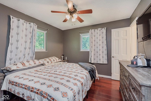 2824 E 150 S, Tipton, IN 46072 - bedroom with dark wood-type flooring, multiple windows, and ceiling fan
