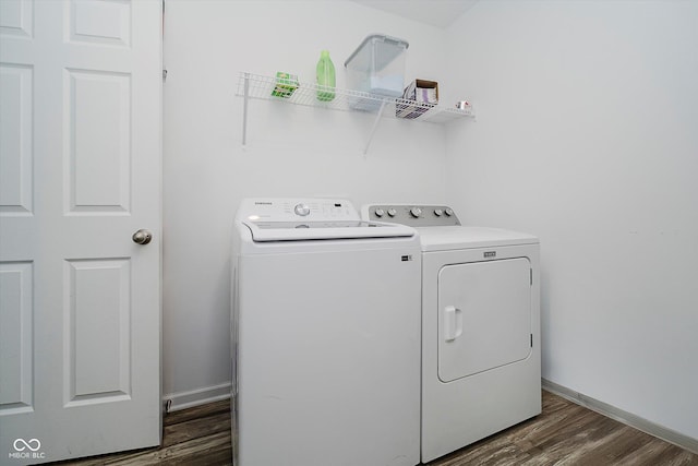 1461 Bigleaf Dr, Sheridan, IN 46069 - laundry room with independent washer and dryer and dark wood-style floors