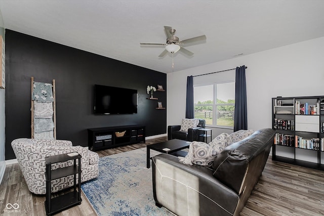 1461 Bigleaf Dr, Sheridan, IN 46069 - living room featuring wood finished floors and ceiling fan