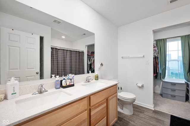 77 Winding Brook Way, Pendleton, IN 46064 - full bath featuring double vanity, wood finished floors, and a walk in closet