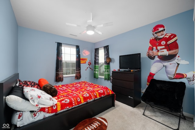 77 Winding Brook Way, Pendleton, IN 46064 - bedroom featuring light colored carpet and a ceiling fan