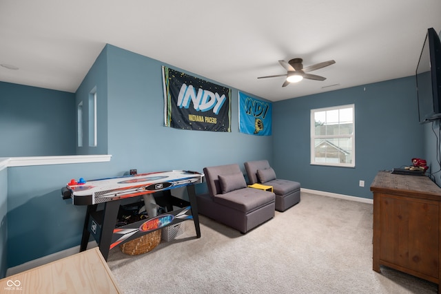 77 Winding Brook Way, Pendleton, IN 46064 - recreation room featuring ceiling fan and carpet flooring