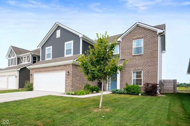 77 Winding Brook Way, Pendleton, IN 46064 - view of front of home with brick siding, a garage, concrete driveway, and a front yard
