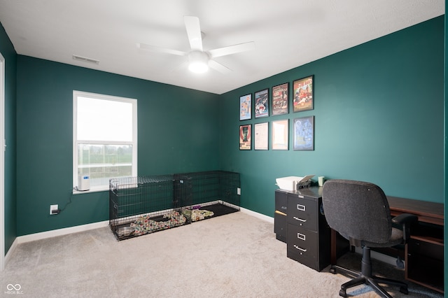 77 Winding Brook Way, Pendleton, IN 46064 - carpeted office featuring a ceiling fan and baseboards