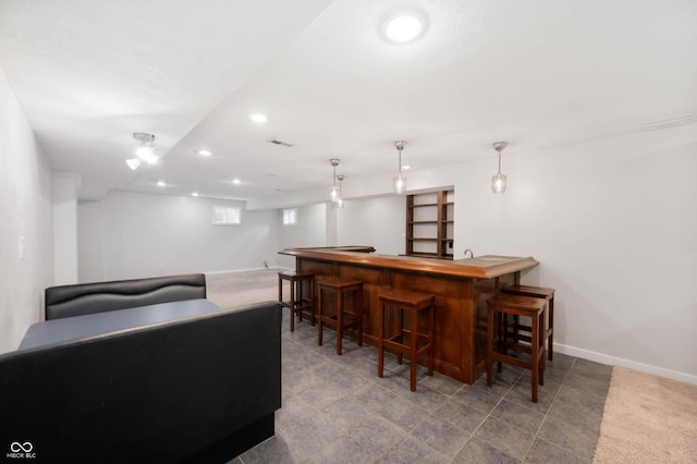8578 Nolan Dr, Fishers, IN 46038 - indoor wet bar with recessed lighting and hanging light fixtures
