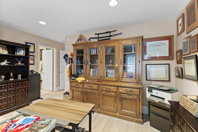8164 Dean Rd, Indianapolis, IN 46240 - home office with light wood-style floors and recessed lighting