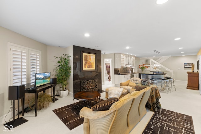 8164 Dean Rd, Indianapolis, IN 46240 - living area featuring light colored carpet and recessed lighting