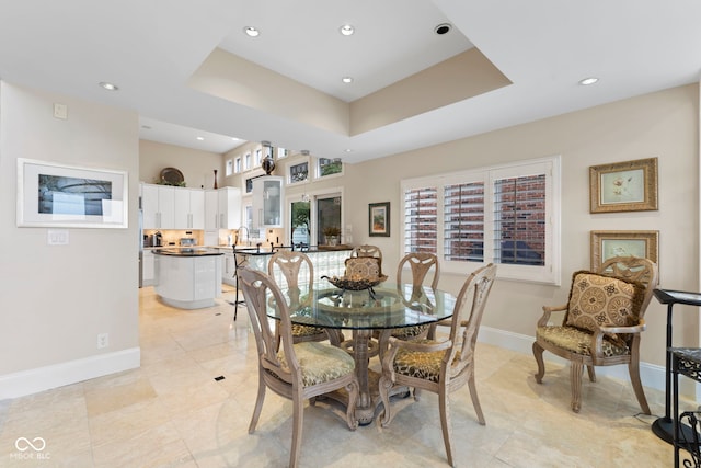 8164 Dean Rd, Indianapolis, IN 46240 - dining area featuring recessed lighting, a raised ceiling, and light tile patterned flooring