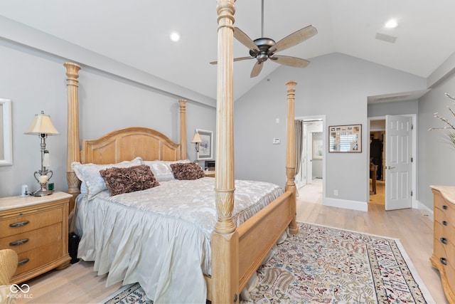 8164 Dean Rd, Indianapolis, IN 46240 - bedroom with light wood finished floors, lofted ceiling, recessed lighting, and ceiling fan