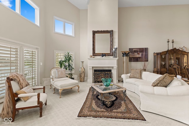 8164 Dean Rd, Indianapolis, IN 46240 - living room with a high ceiling and a fireplace