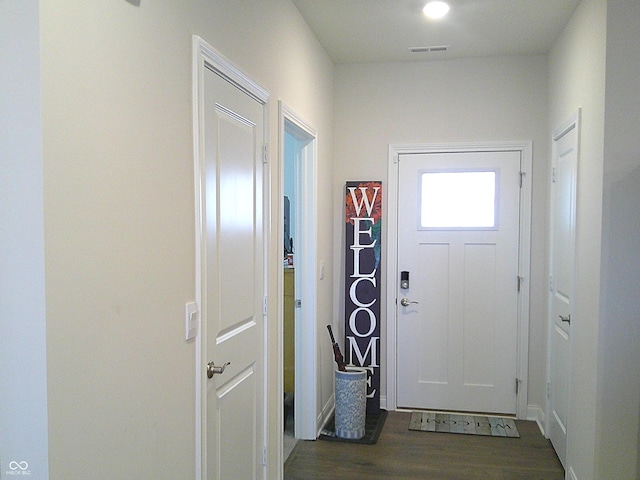 8804 Faulkner Dr, Indianapolis, IN 46239 - doorway to outside with dark wood finished floors