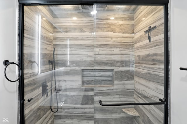 8219 Bishops Ln, Indianapolis, IN 46217 - bathroom featuring a marble finish shower