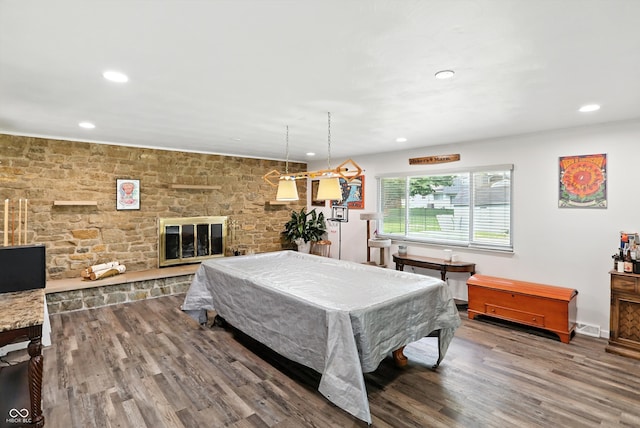 8219 Bishops Ln, Indianapolis, IN 46217 - rec room featuring wood finished floors, recessed lighting, and billiards table
