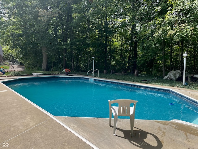 3948 S Woodfield Dr, New Palestine, IN 46163 - outdoor pool featuring a diving board and a patio