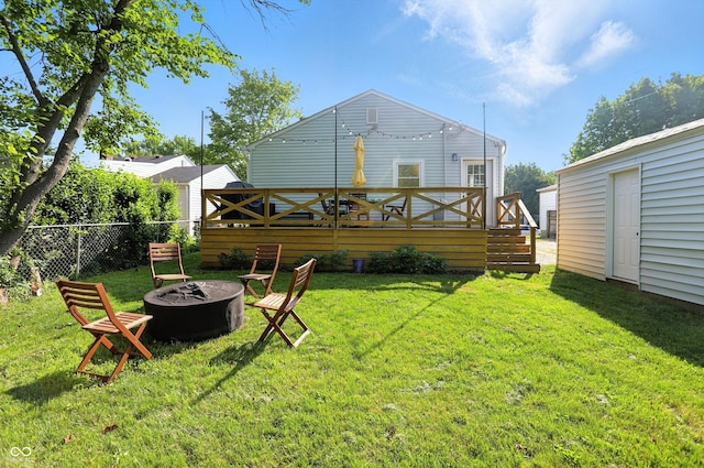 5312 Norwaldo Ave, Indianapolis, IN 46220 - rear view of property with a fire pit and a deck
