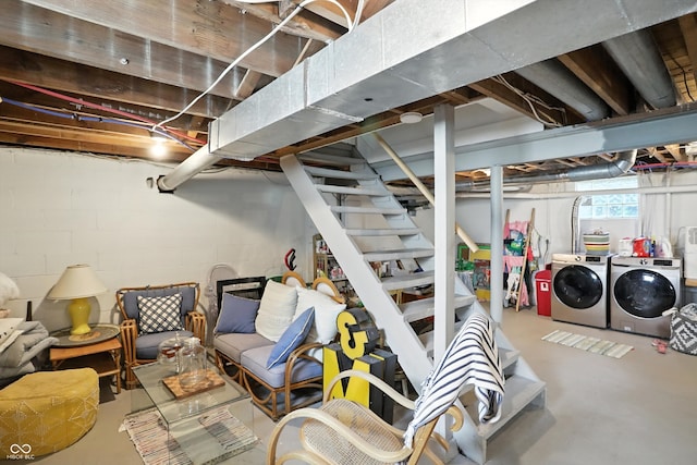 5312 Norwaldo Ave, Indianapolis, IN 46220 - below grade area featuring washing machine and dryer and stairs