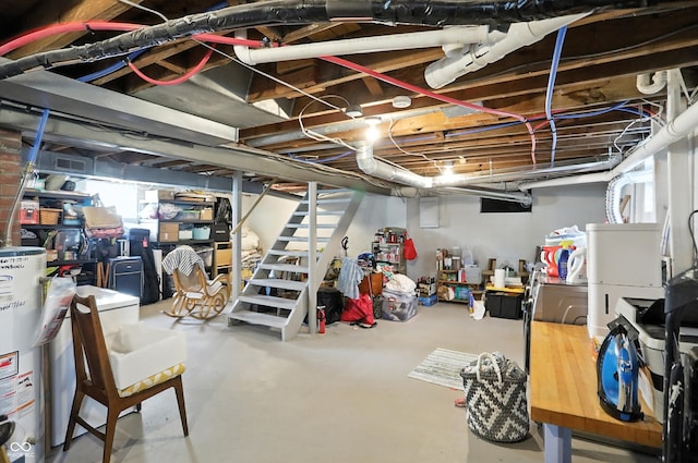 5312 Norwaldo Ave, Indianapolis, IN 46220 - basement featuring water heater and stairway