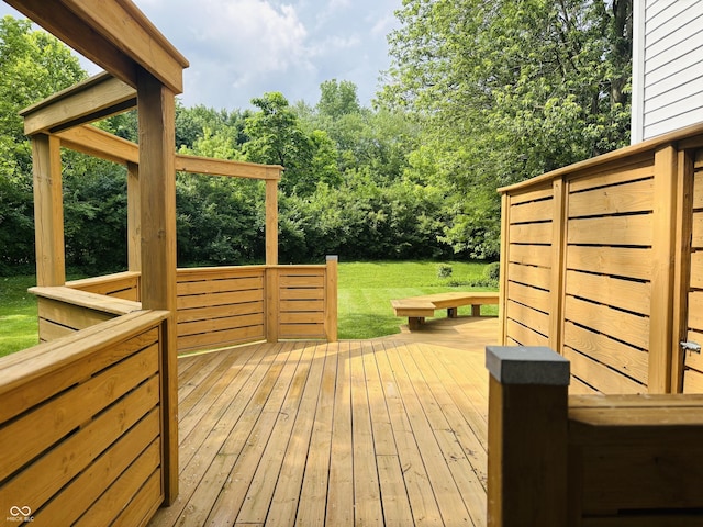 1738 E 71st St, Indianapolis, IN 46220 - deck featuring view of scattered trees and a lawn