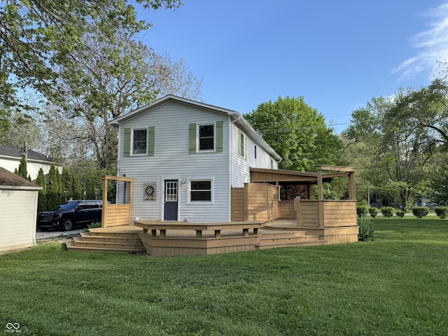 1738 E 71st St, Indianapolis, IN 46220 - rear view of house with a yard and a deck