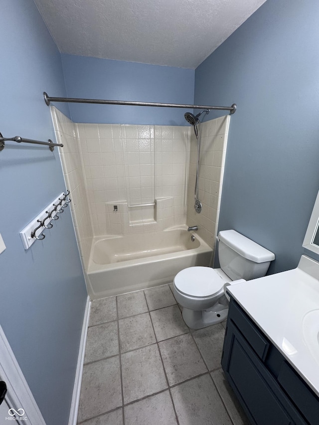 1206 Brownswood Dr, Brownsburg, IN 46112 - bathroom with vanity, tub / shower combination, a textured ceiling, and tile patterned floors