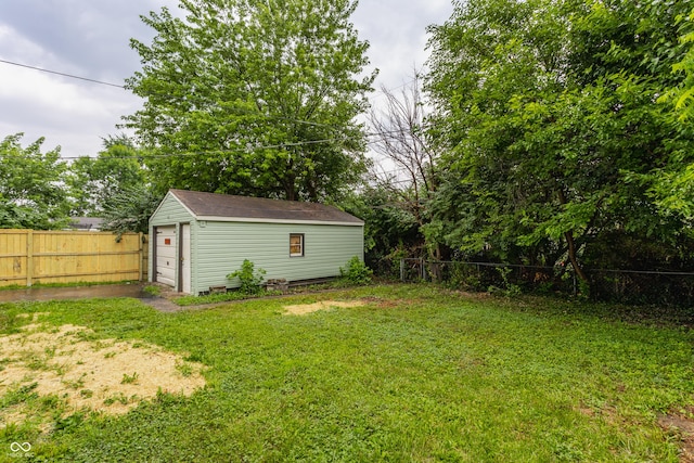 1710 N Irvington Ave, Indianapolis, IN 46218 - fenced backyard featuring an outbuilding and a detached garage
