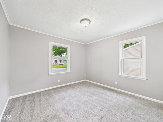 602 W 34th St, Anderson, IN 46013 - spare room featuring healthy amount of natural light, ornamental molding, carpet floors, and a textured ceiling