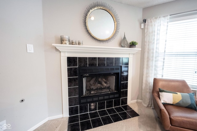 14459 Forsythia Ln, Fishers, IN 46038 - detailed view of a tile fireplace and carpet flooring