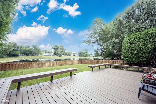 14459 Forsythia Ln, Fishers, IN 46038 - deck with a fenced backyard and a water view