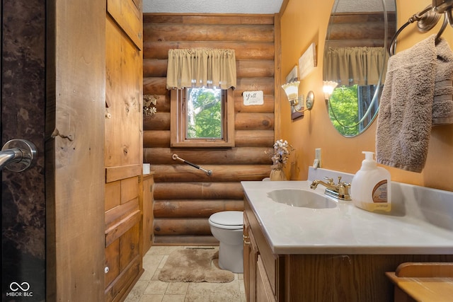 3370 E State Road 160, Salem, IN 47167 - bathroom featuring log walls and vanity