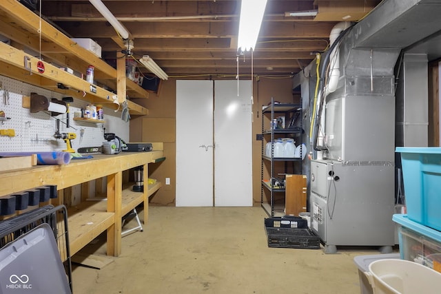 3370 E State Road 160, Salem, IN 47167 - unfinished below grade area with a workshop area and heating unit