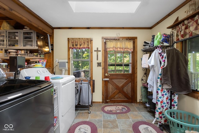 3370 E State Road 160, Salem, IN 47167 - laundry area with washing machine and dryer and a skylight