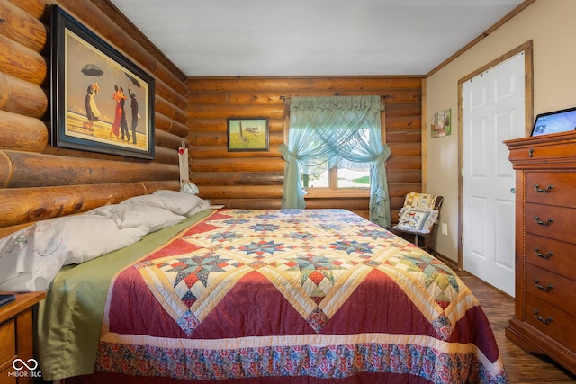 3370 E State Road 160, Salem, IN 47167 - bedroom featuring log walls and wood finished floors