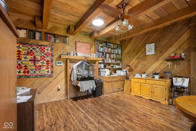 3370 E State Road 160, Salem, IN 47167 - office space with wood walls, a wood ceiling with exposed beams, and wood finished floors