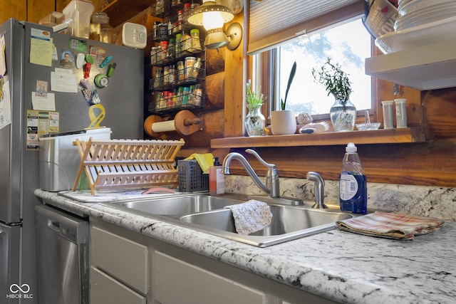 3370 E State Road 160, Salem, IN 47167 - kitchen with dishwasher, open shelves, and light countertops