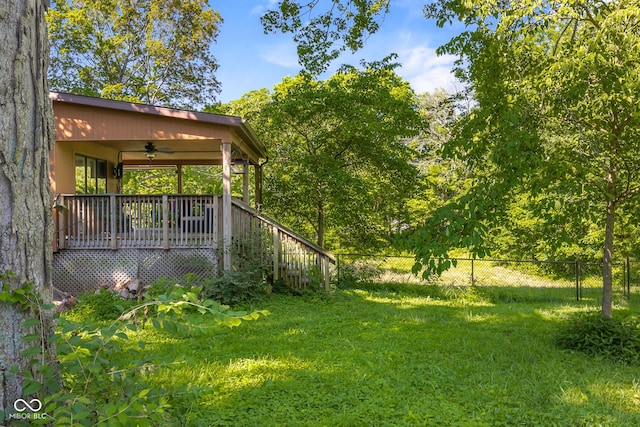 3370 E State Road 160, Salem, IN 47167 - view of yard with a ceiling fan, stairs, and a deck
