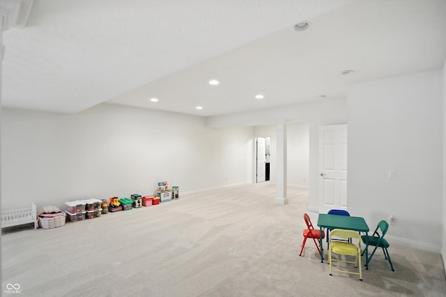 6570 Freemont Ln, Carmel, IN 46033 - playroom with recessed lighting and light carpet