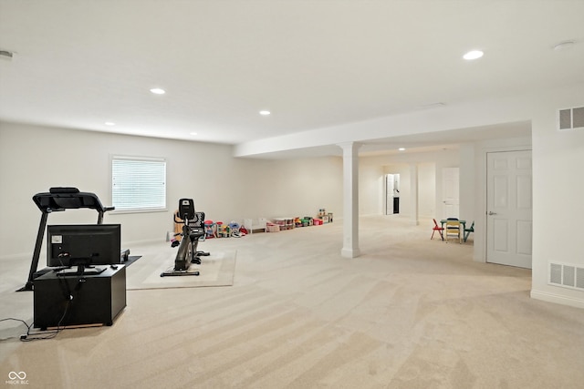 6570 Freemont Ln, Carmel, IN 46033 - exercise area with carpet and recessed lighting