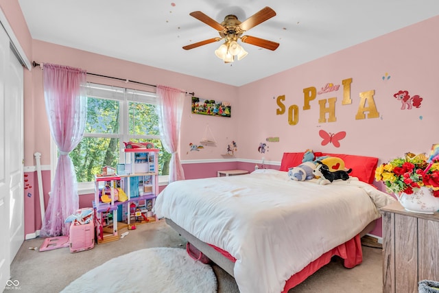 6374 Timberbluff Cir, Avon, IN 46123 - bedroom with carpet flooring, ceiling fan, and a closet