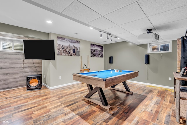 6374 Timberbluff Cir, Avon, IN 46123 - game room featuring wood finished floors, billiards table, and rail lighting