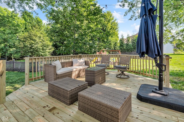 6374 Timberbluff Cir, Avon, IN 46123 - wooden terrace with outdoor lounge area