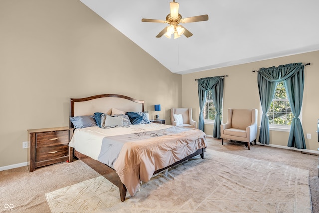6374 Timberbluff Cir, Avon, IN 46123 - carpeted bedroom featuring high vaulted ceiling and a ceiling fan