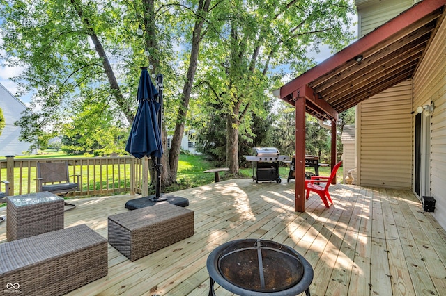 6374 Timberbluff Cir, Avon, IN 46123 - deck with an outdoor fire pit and area for grilling