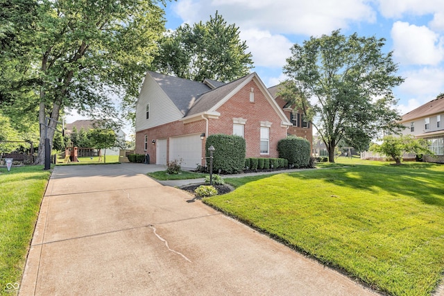 6374 Timberbluff Cir, Avon, IN 46123 - view of front of property with brick siding, a garage, concrete driveway, and a front yard