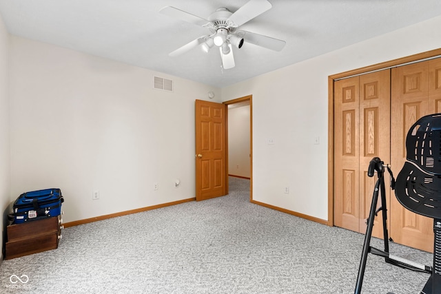 8638 W Flatwoods Rd, Gosport, IN 47433 - bedroom featuring carpet, a closet, and a ceiling fan