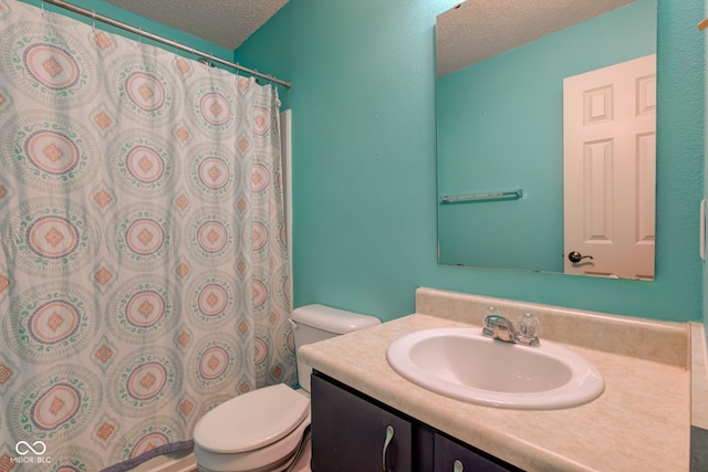 9593 W Constellation Dr, Pendleton, IN 46064 - full bathroom with vanity, a textured ceiling, and a shower with curtain