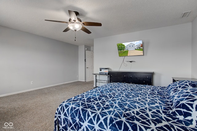 9593 W Constellation Dr, Pendleton, IN 46064 - carpeted bedroom with ceiling fan and a textured ceiling