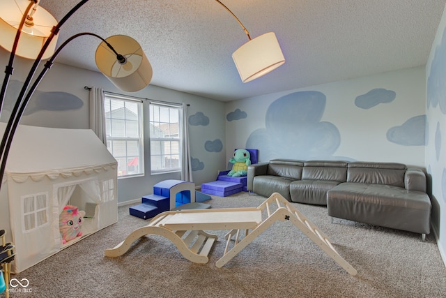 9593 W Constellation Dr, Pendleton, IN 46064 - carpeted living area featuring a textured ceiling